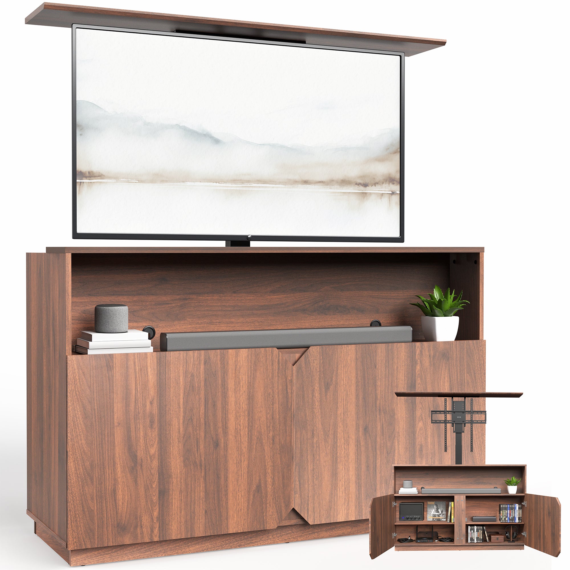 TV Lift Cabinet with Motorized Stand and Storage - 32
