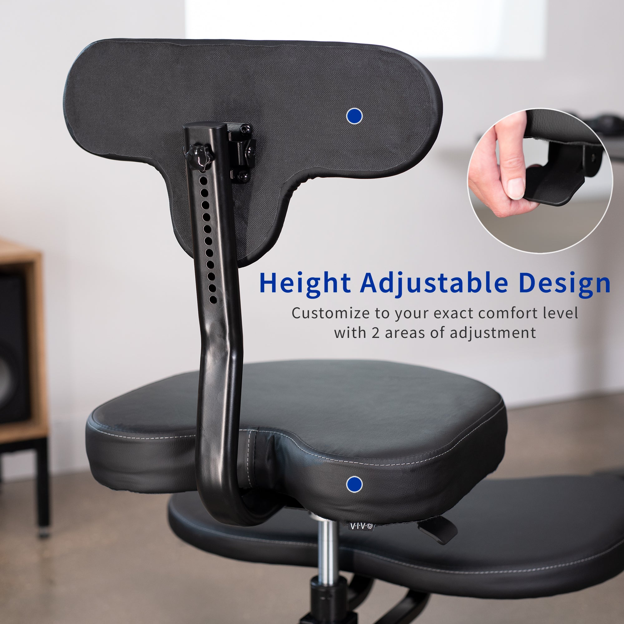 Fully adjustable cross legged desk chair with wheels for better posture and increased productivity.