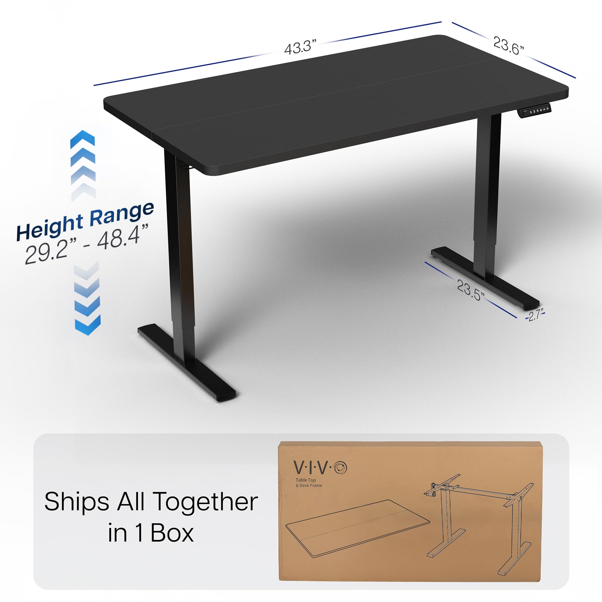 1B Split Top Series - Single Motor Electric Desk with Push Button Memory Controller
