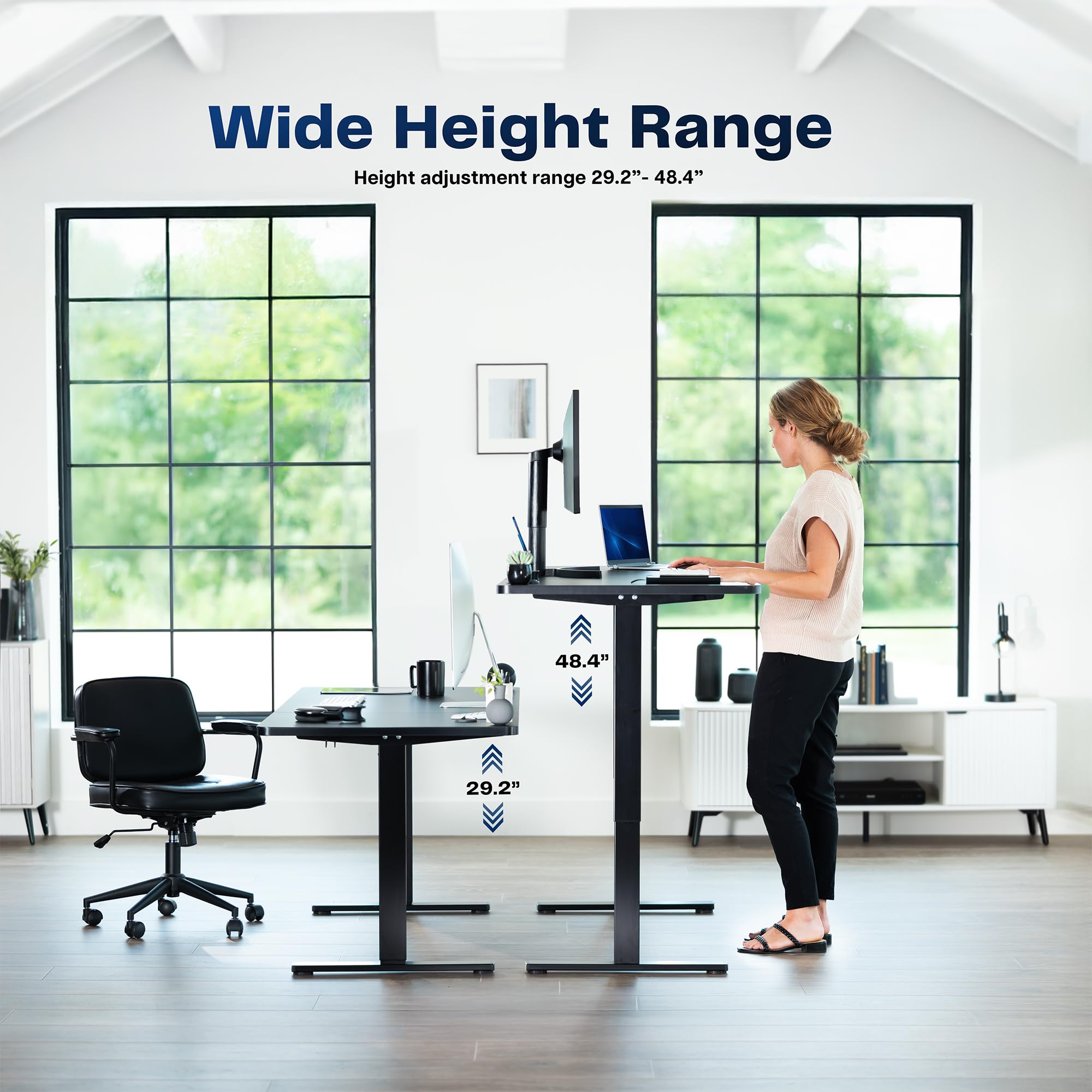 1B Split Top Series - Single Motor Electric Desk with Push Button Memory Controller