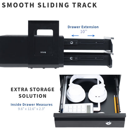 Secure Under Desk Pull-Out Locking Drawer with Keys