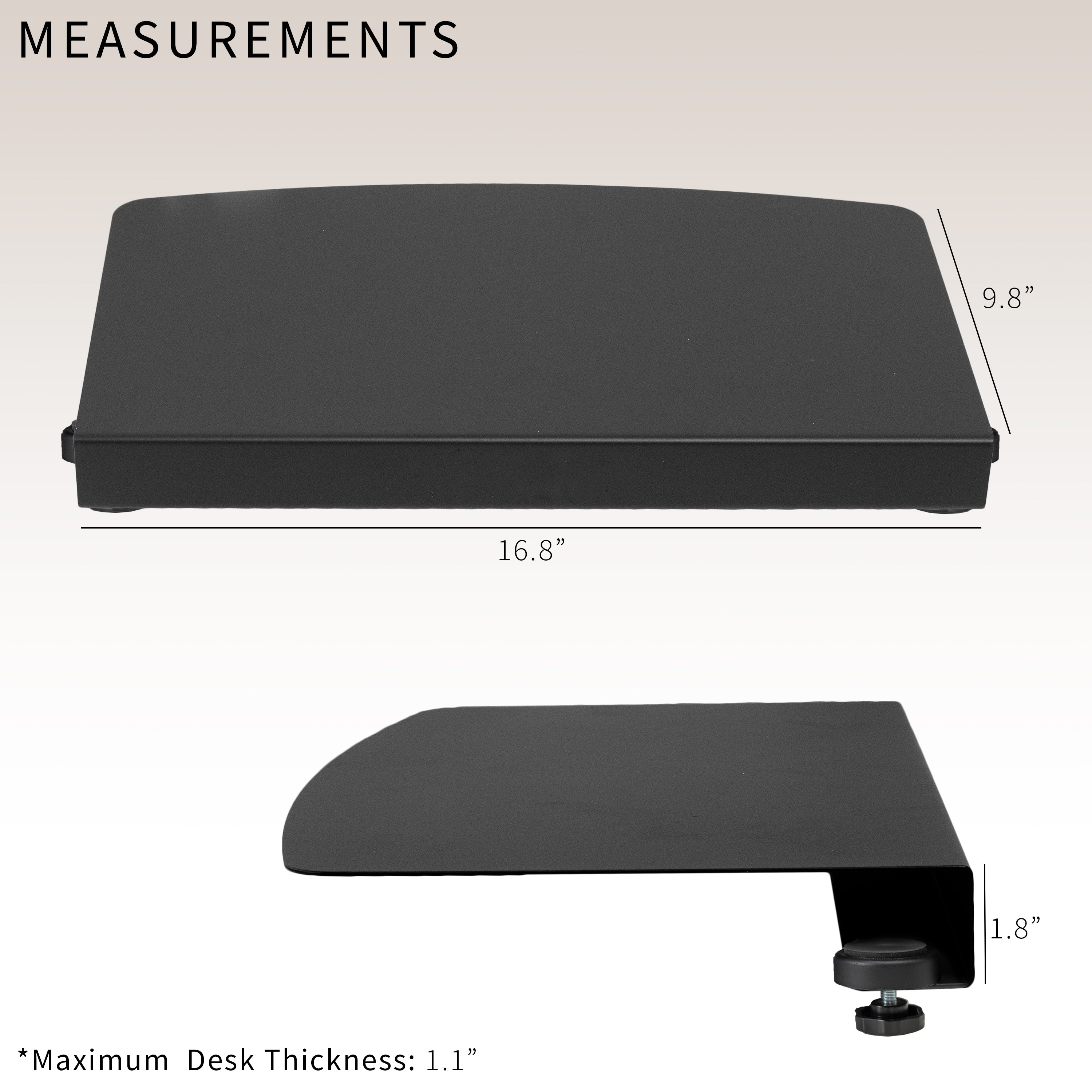 Clamp-on 17 inch Corner Desk Connector Platform for L-Shaped Workstations, Workspace Extender