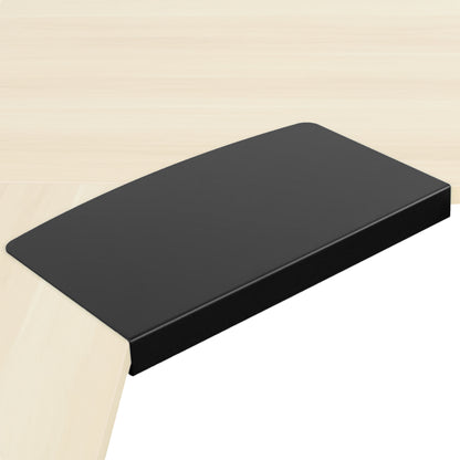 Sleek low-profile design of corner desk connector.