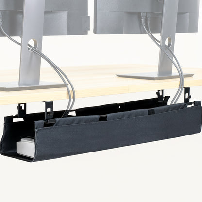 31" Under Desk Fabric Cable Management Tray with desk.