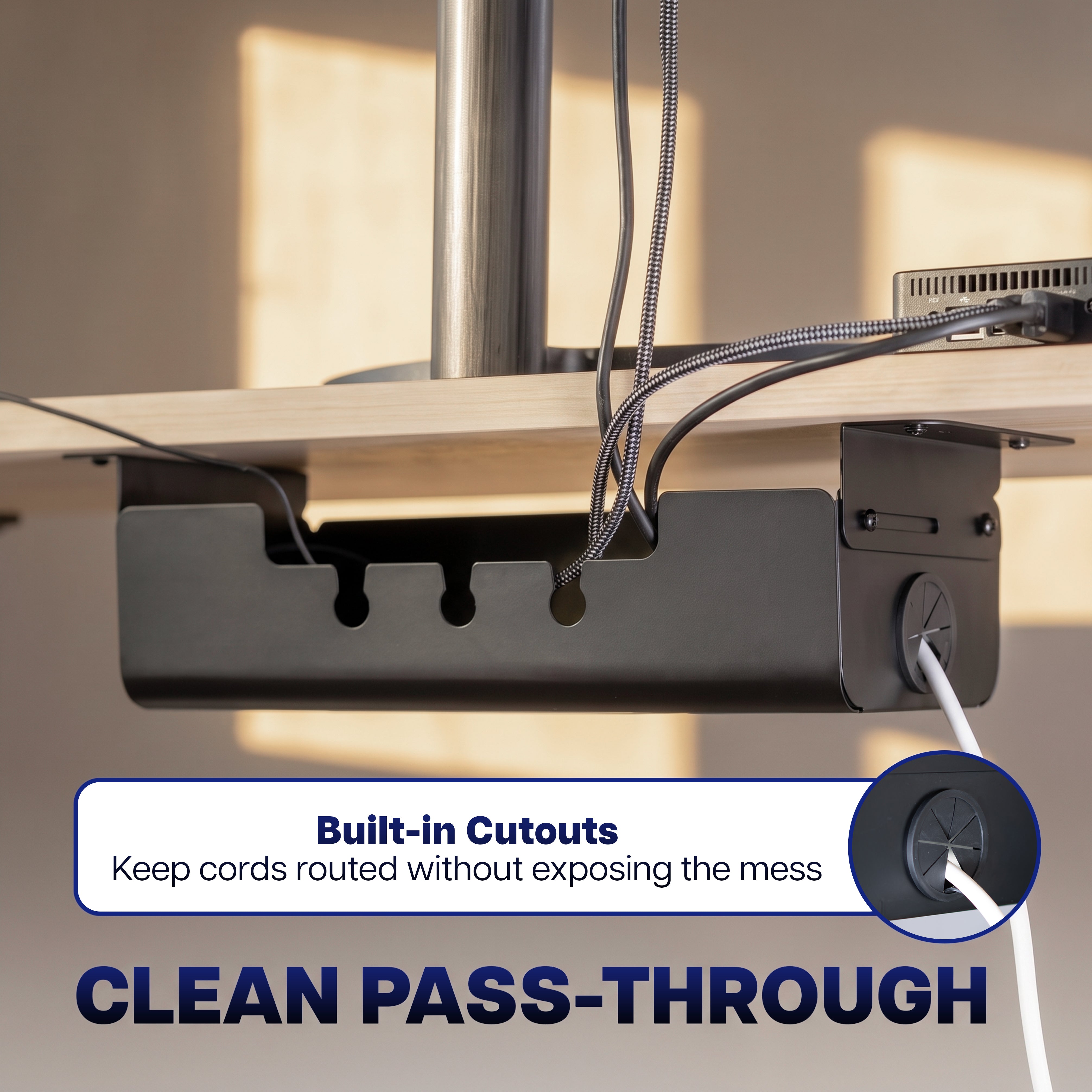 Flip Open Under Desk Cable Management Box – VIVO - desk solutions