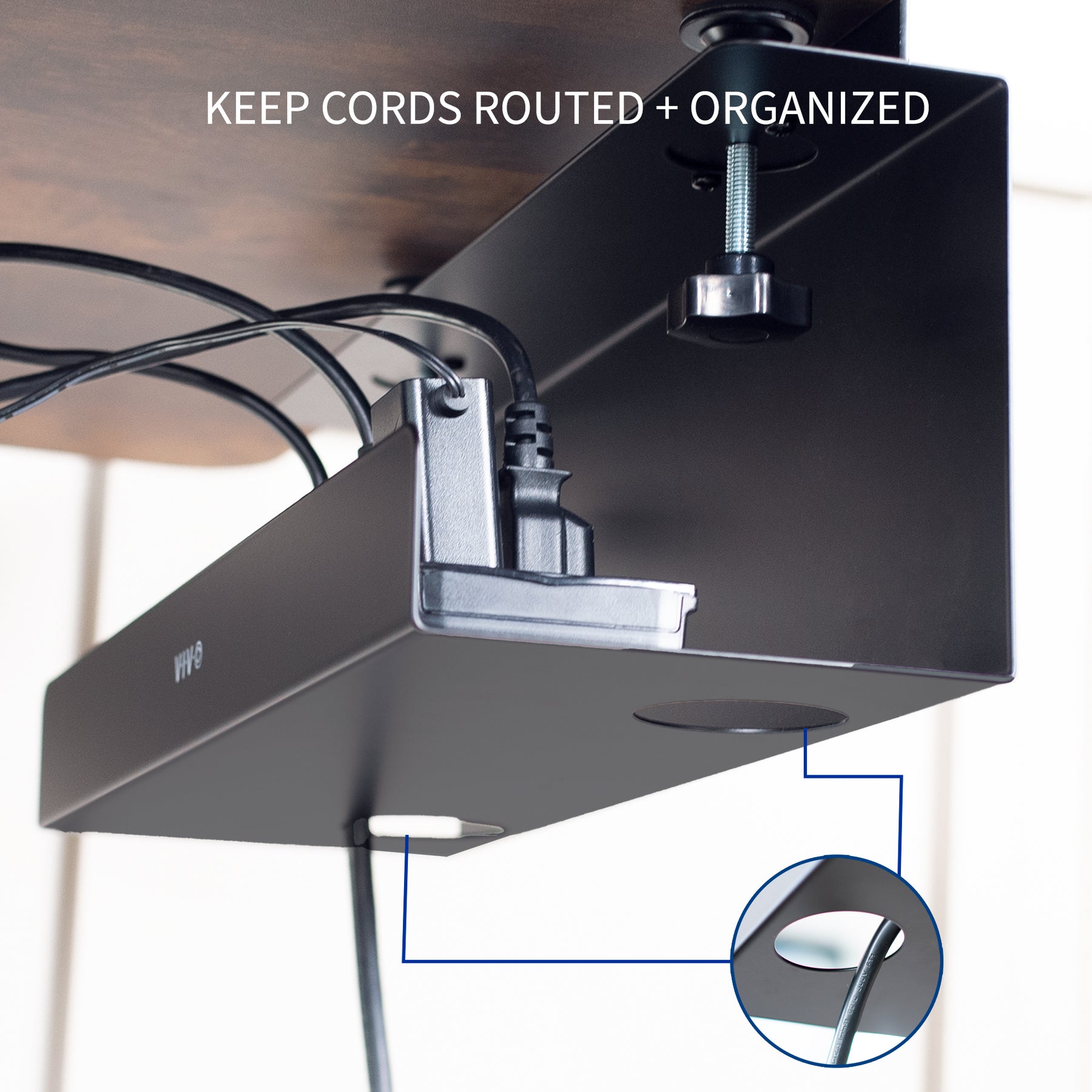 VIVO DESK-AC06-1CW - Bandeja de gestión de cables para debajo del  escritorio, soporte para regleta de alimentación, organizador de cables,  domador de