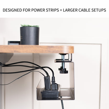 Sturdy under desk cable management tray.