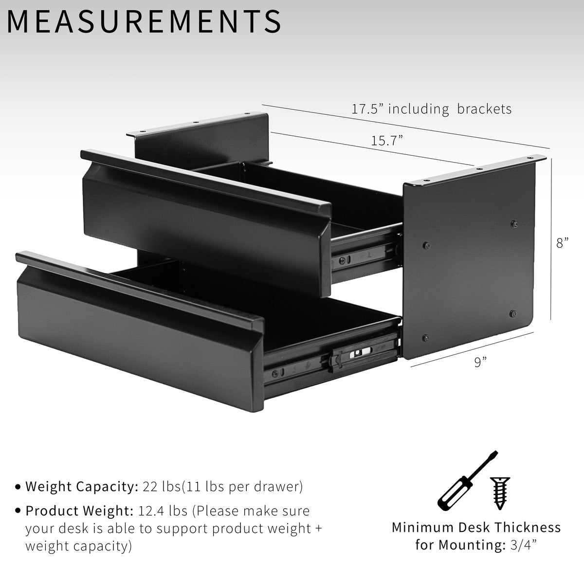 VIVO 3-Tier Under Desk Slide Out Drawer Organizer, Black, DESK-DR03 ...