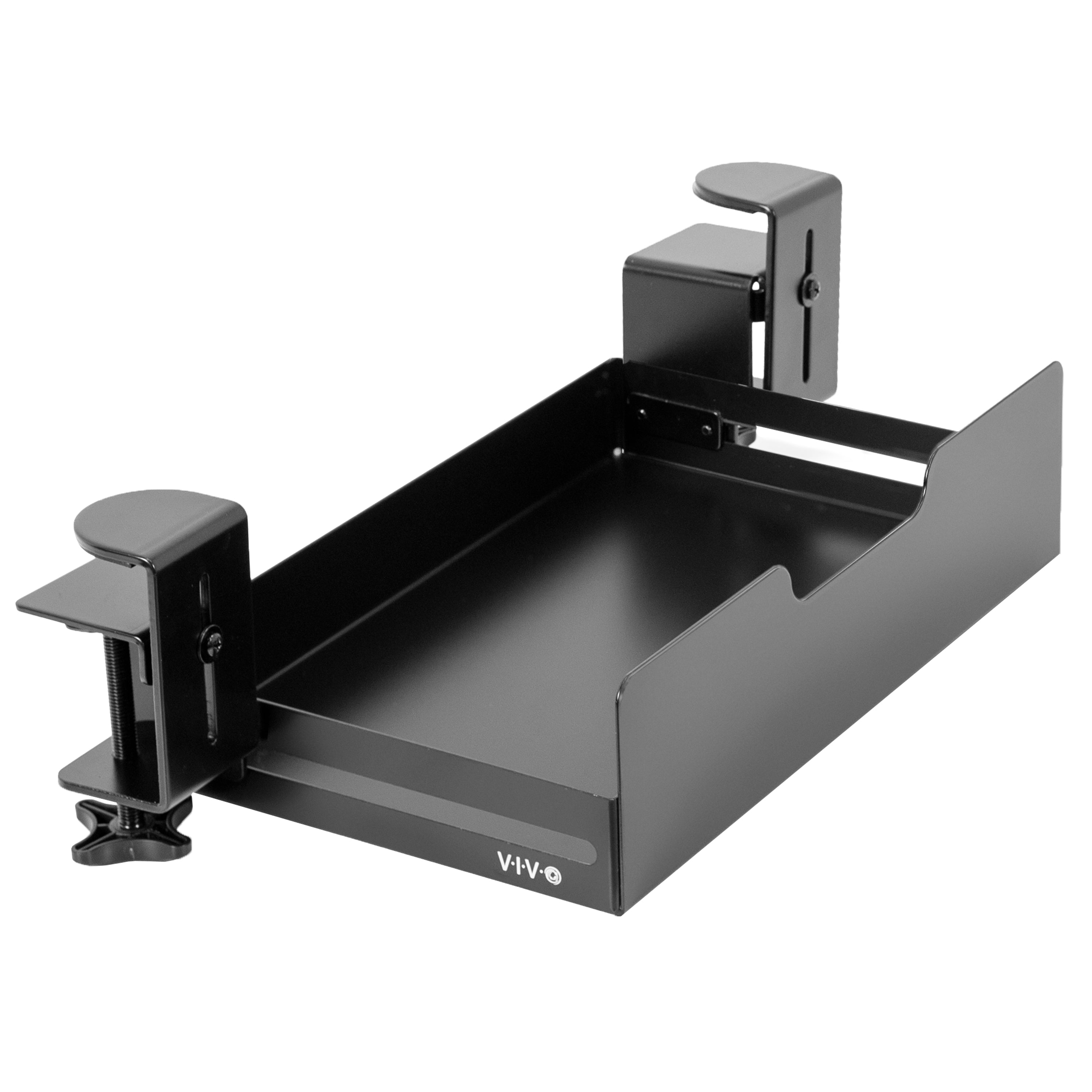 Sturdy low-profile flush under desk clamp-on desk drawer for organization and storage.