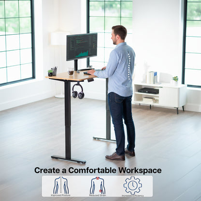 Electric Dual Motor Desk Frame with Locking Casters