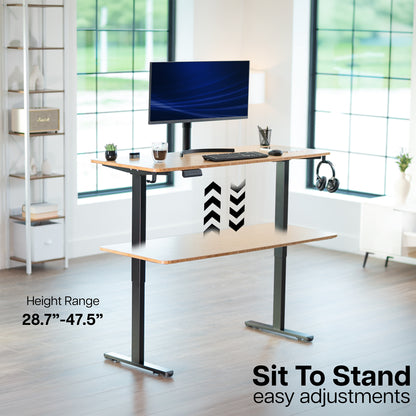 Electric Dual Motor Desk Frame with Locking Casters