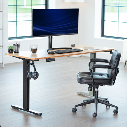 Electric Dual Motor Desk Frame with Locking Casters