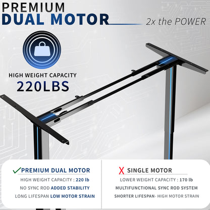 Motorized standing desk frame for raising your table top to a sitting or standing position.