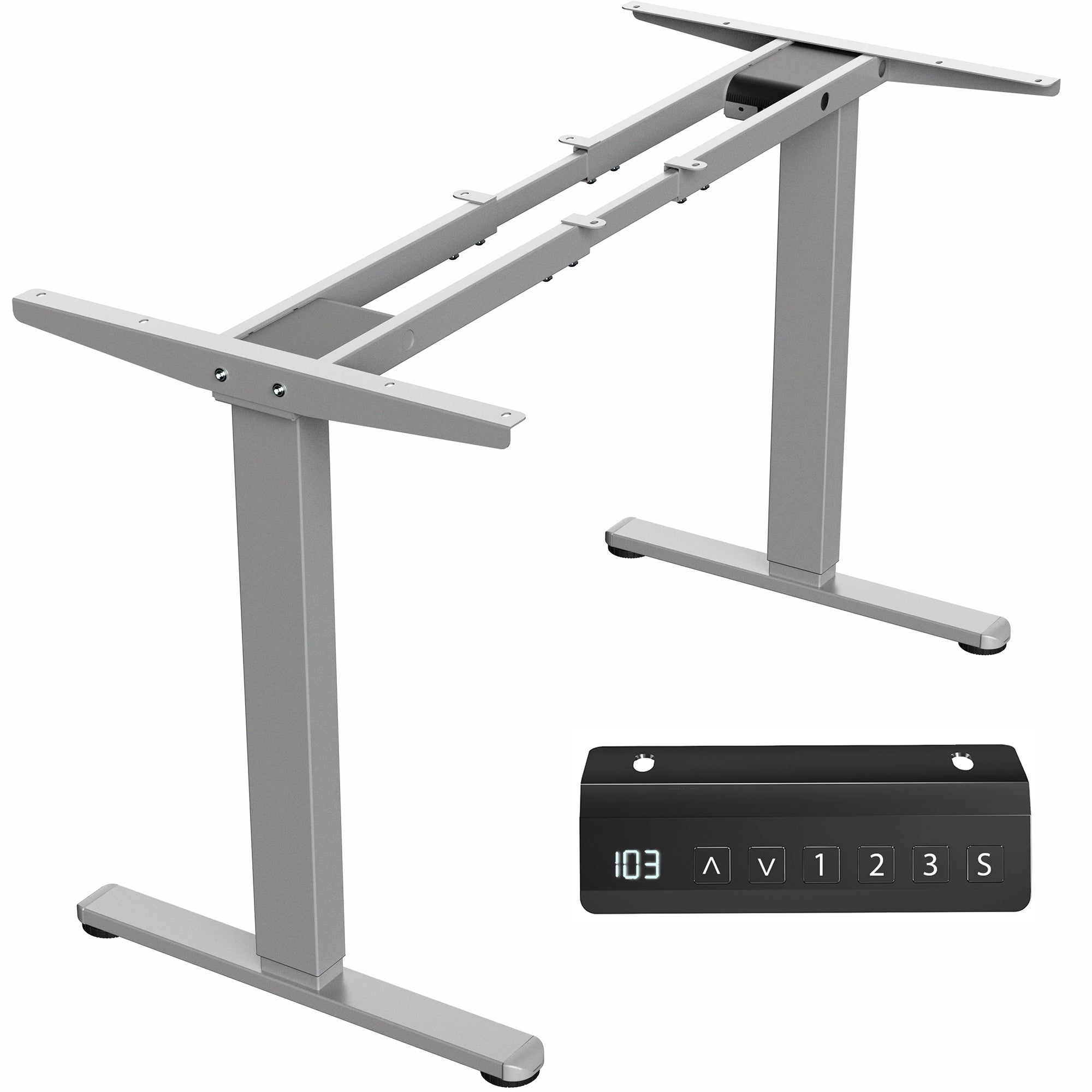 Motorized standing desk frame for raising your table top to a sitting or standing position.