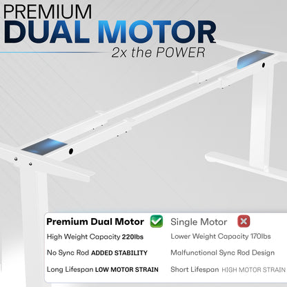 Motorized standing desk frame for raising your table top to a sitting or standing position.