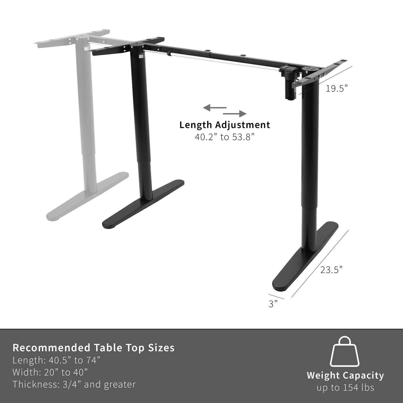 Solid all-steel construction with length adjustment to fit most modern desktops.