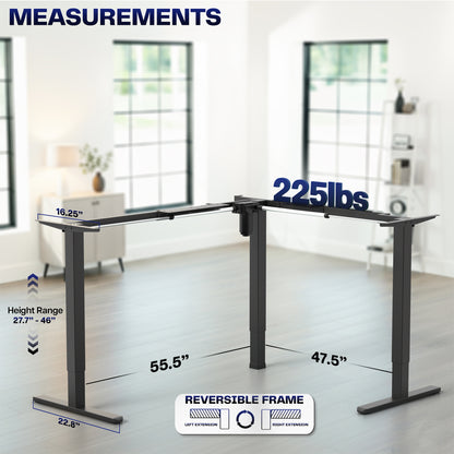 E3 Series - Corner Electric Single Motor Desk Frame