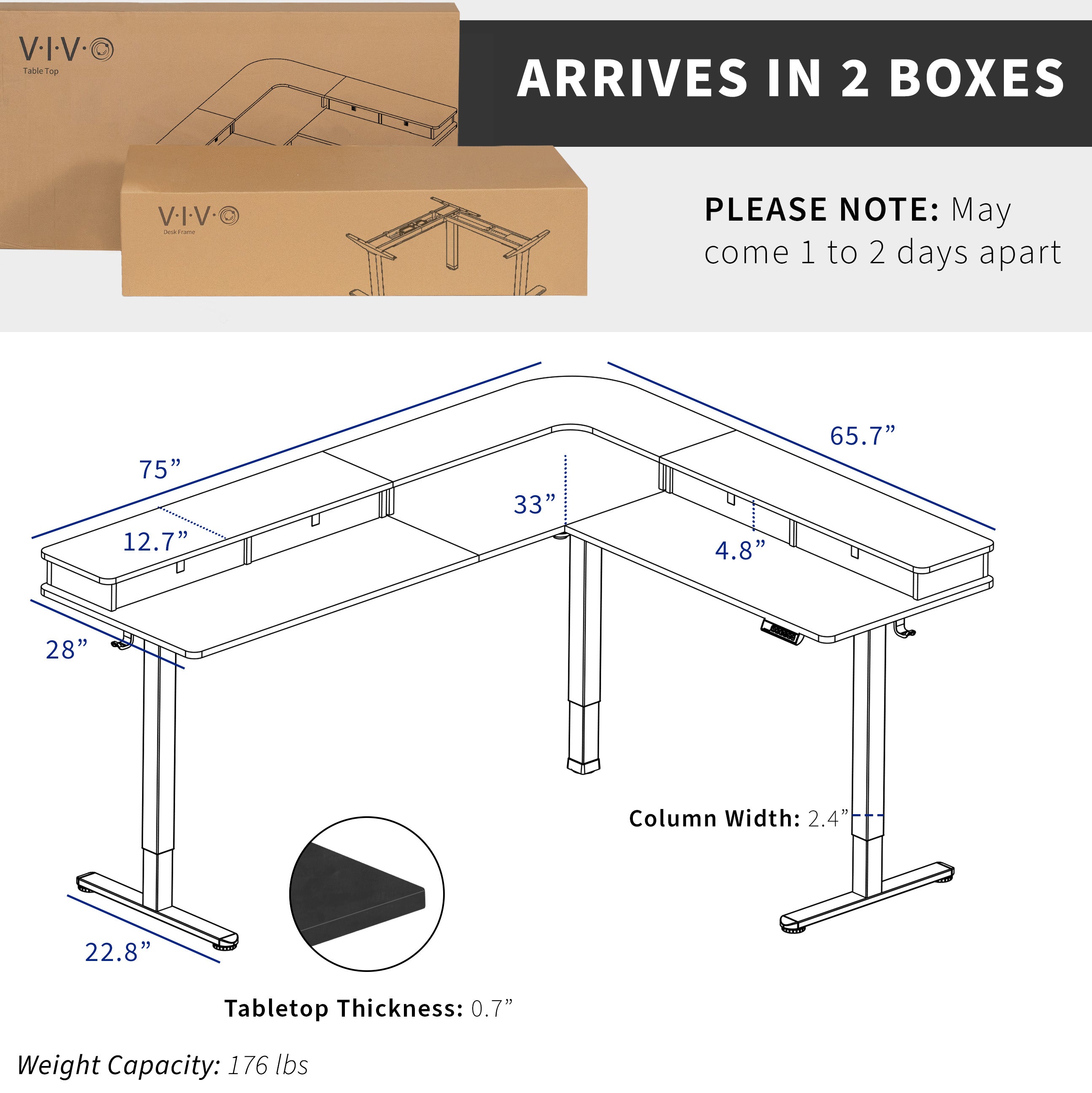 Large dual tier height adjustable electric corner desk with storage drawers and wheels.