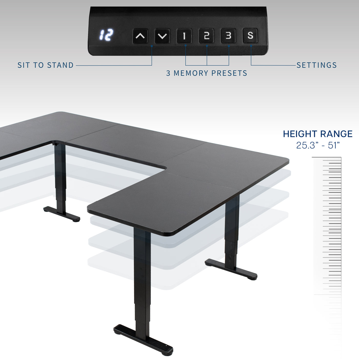 Small Desk Programmable Display Black U-Shaped 83