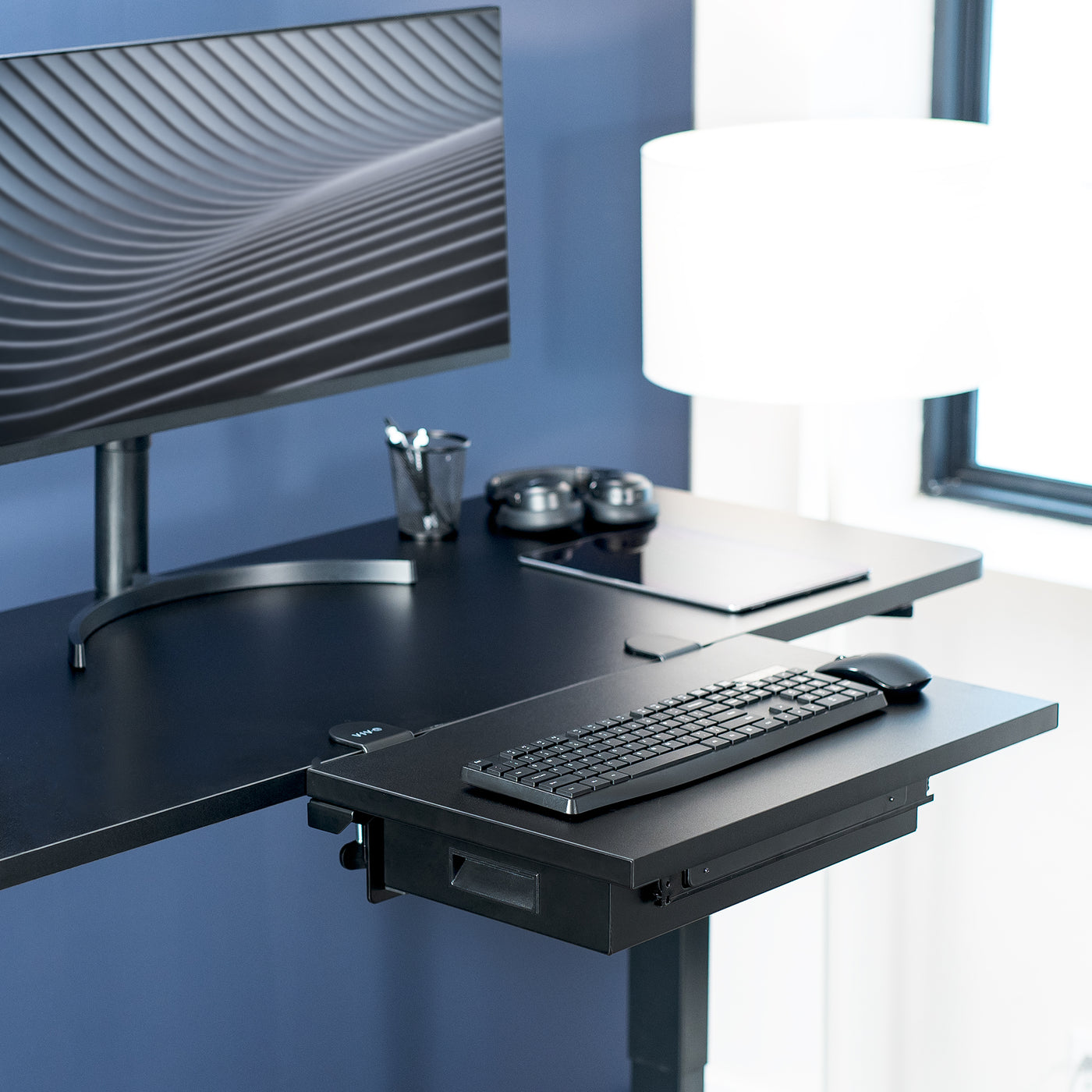 Desk Rising Extension Black Clamp-on 24