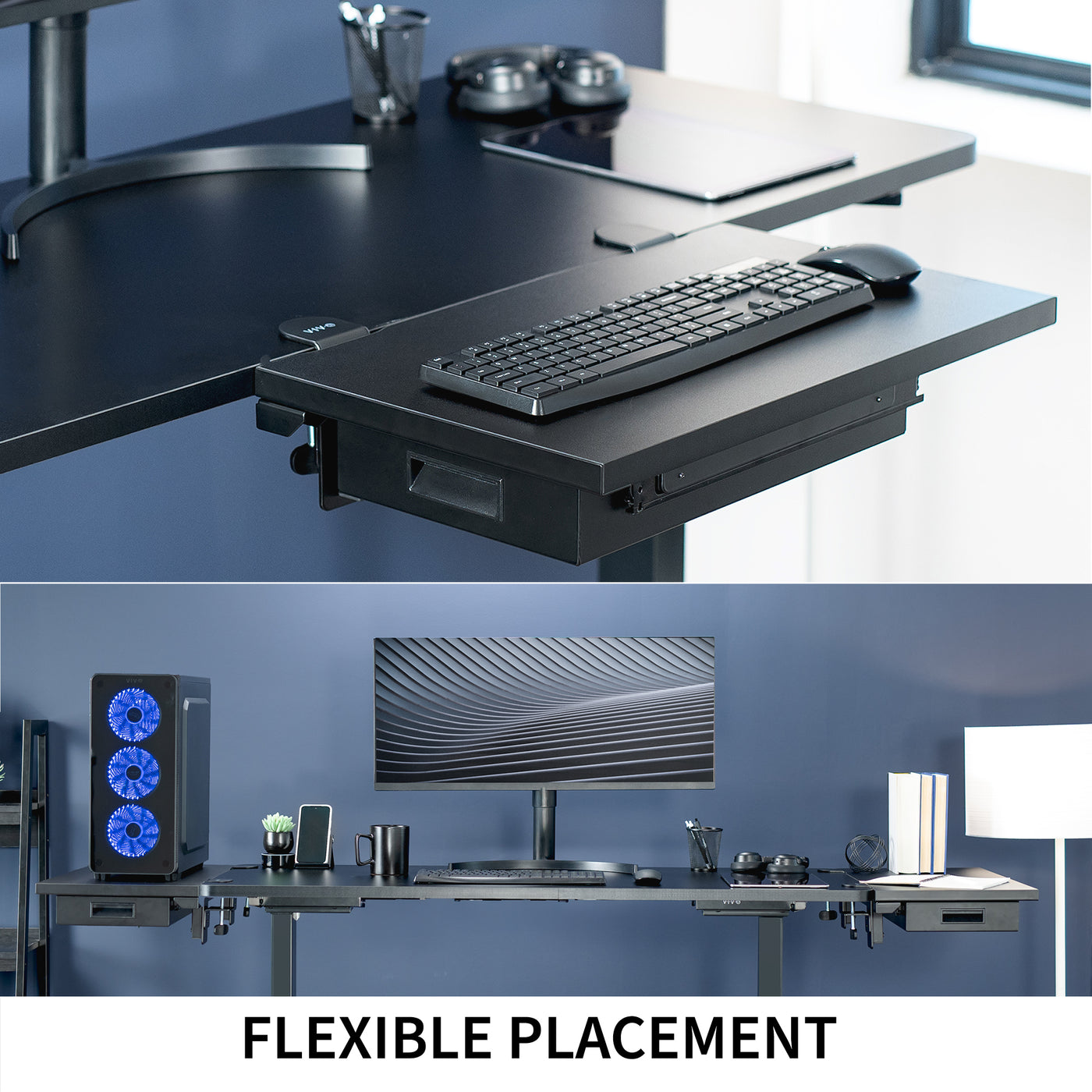 Extendable Desk Support Black Clamp-on 24
