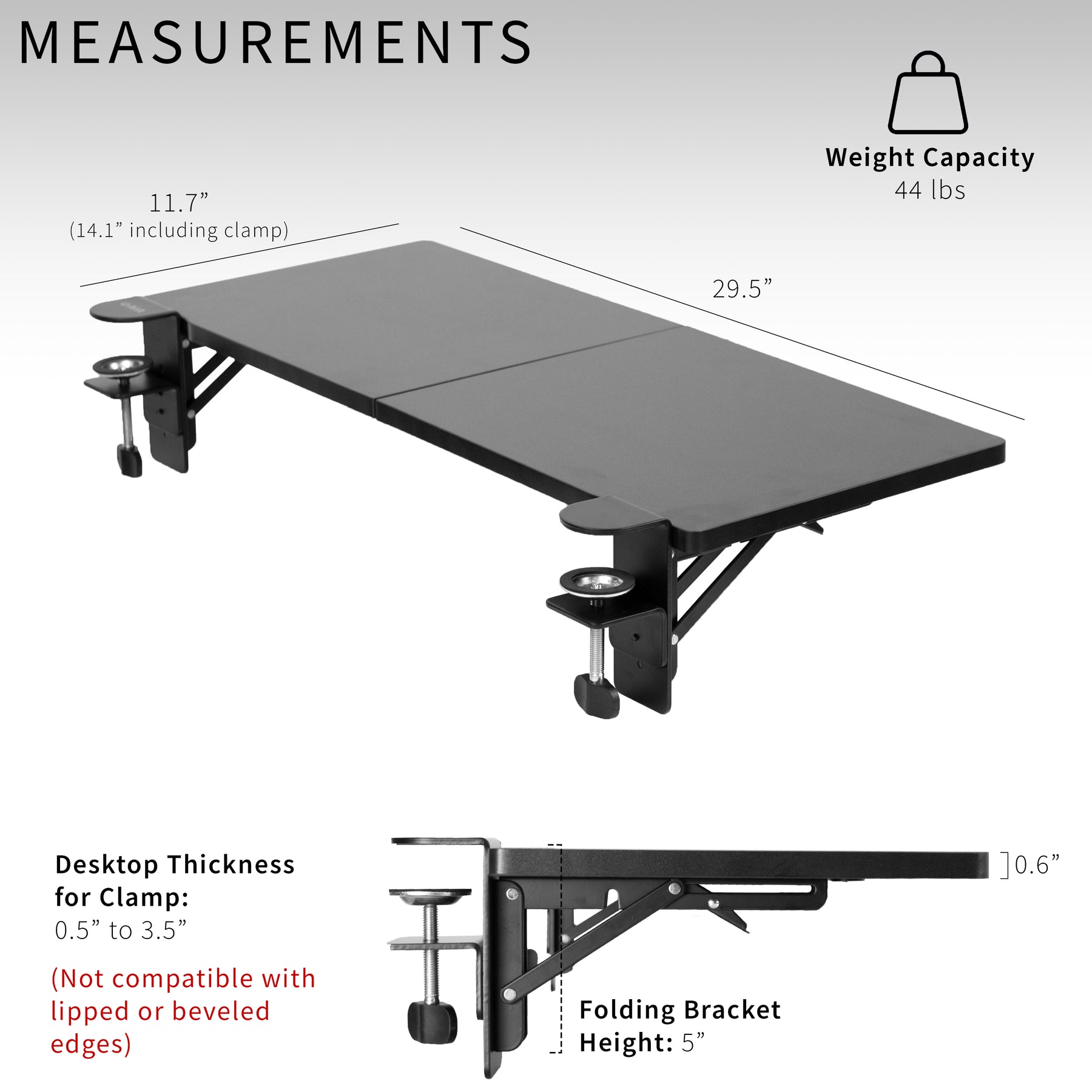 Clamp-on Desk Extension – VIVO - desk solutions, screen mounting, and more