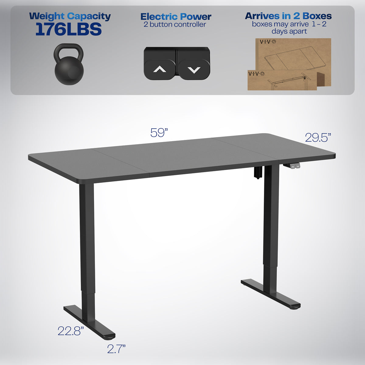 0B Series - 60" x 30" Height Adjustable Electric Desk – VIVO - desk ...