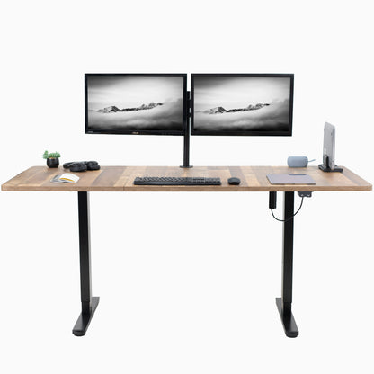 Wide surface sturdy sit or stand active workstation with adjustable height using 2 button control panel.