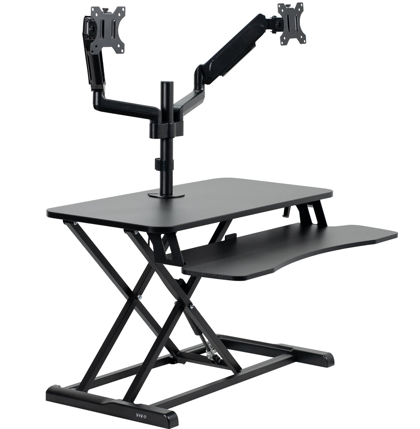 Black Desk Riser with Pneumatic Dual Monitor Mount – VIVO - desk ...