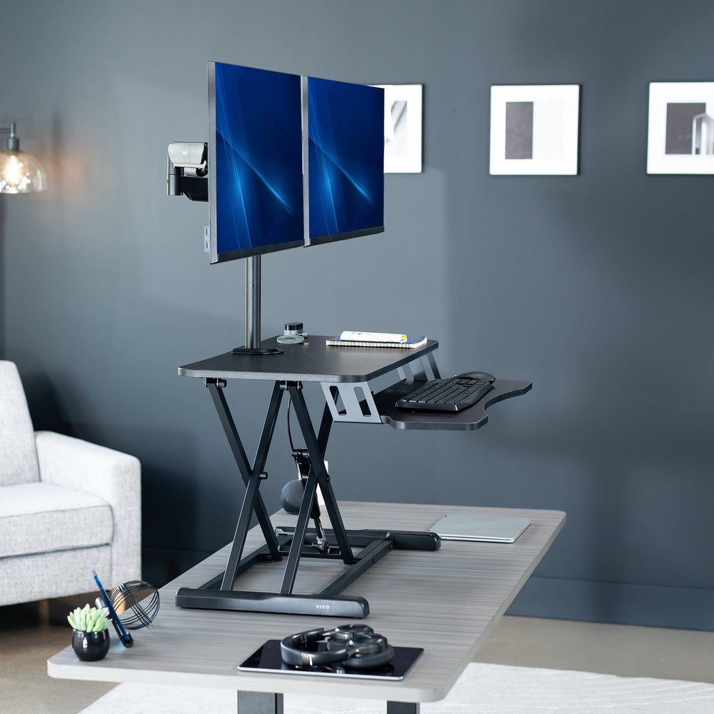 Desk Riser with Mechanical Dual Monitor Mount - 17