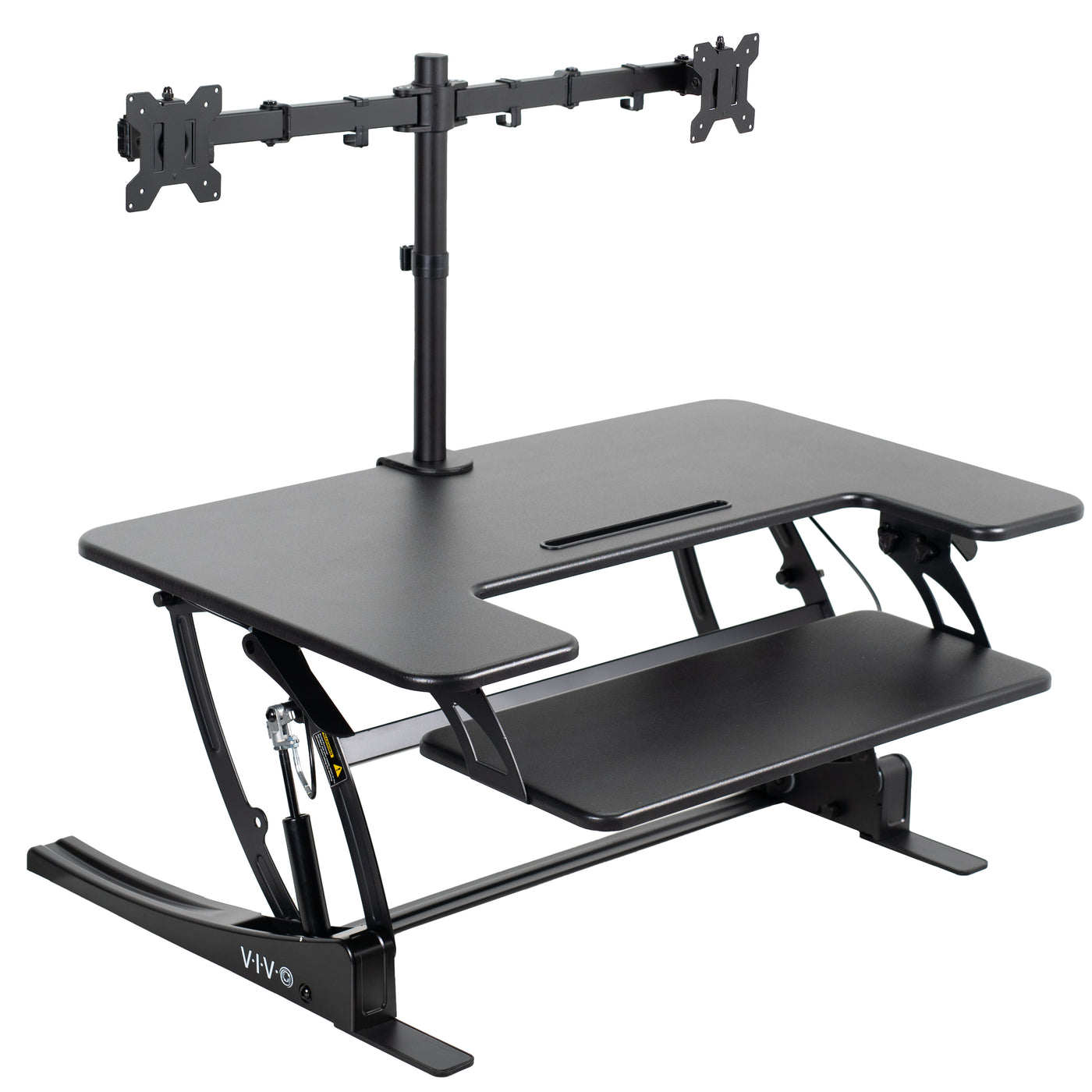 Black Desk Riser with Dual Monitor Mount – VIVO - desk solutions ...