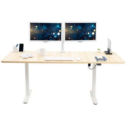 Wide surface sturdy sit or stand active workstation with adjustable height using 2 button control panel.