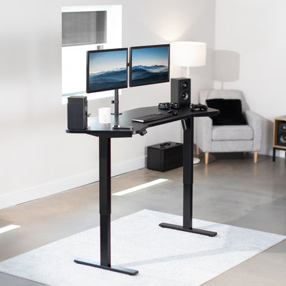 Large sturdy sit or stand active workstation with adjustable height using smart control panel.