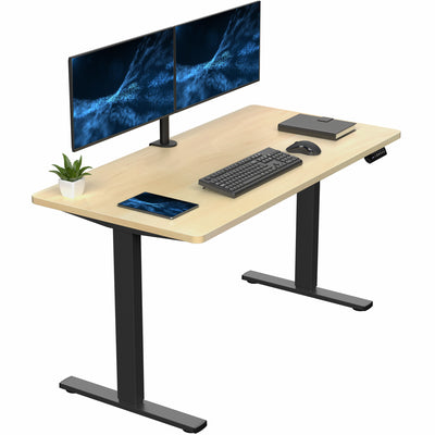 Sturdy ergonomic sit or stand active desk workstation with adjustable height using smart control panel.