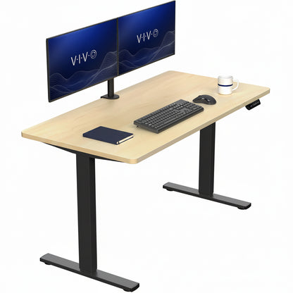 Sturdy ergonomic sit or stand active desk workstation with adjustable height using smart control panel.