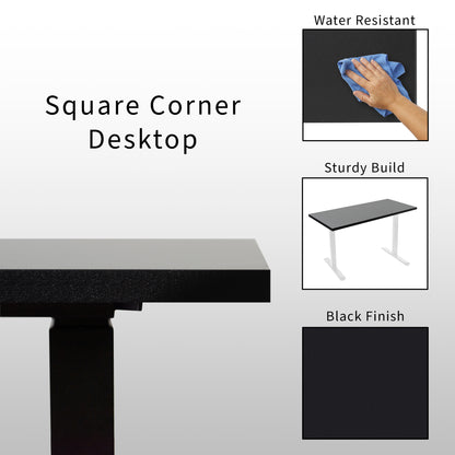 Electric Height Adjustable 55 x 24 inch Memory Stand Up Desk, Solid One-Piece Square Corner Table Top