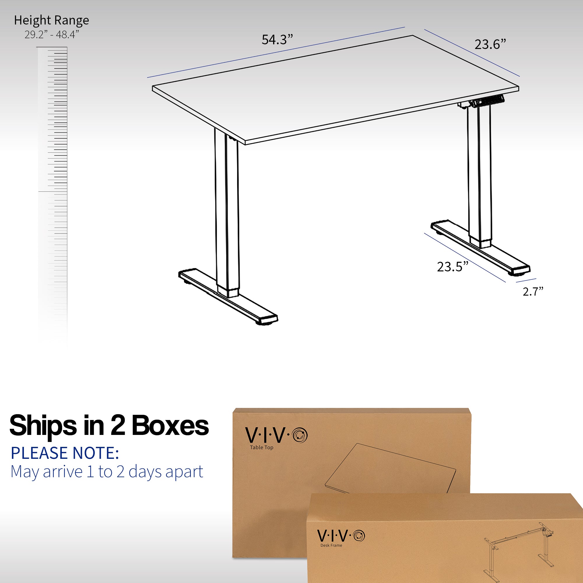 Electric Height Adjustable 55 x 24 inch Memory Stand Up Desk, Solid One-Piece Square Corner Table Top