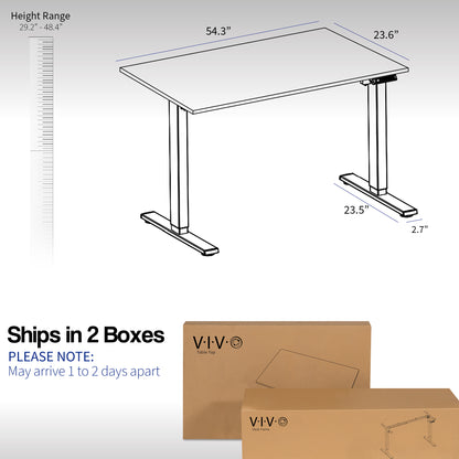 Electric Height Adjustable 55 x 24 inch Memory Stand Up Desk, Solid One-Piece Square Corner Table Top