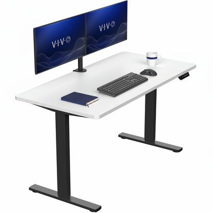 Sturdy ergonomic sit or stand active desk workstation with adjustable height using smart control panel.