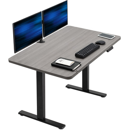Sturdy ergonomic sit or stand active desk workstation with adjustable height using smart control panel.