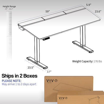 Height Adjustable Desk with Built-In Concealed Cable Trays, Complete Active Standing Workstation