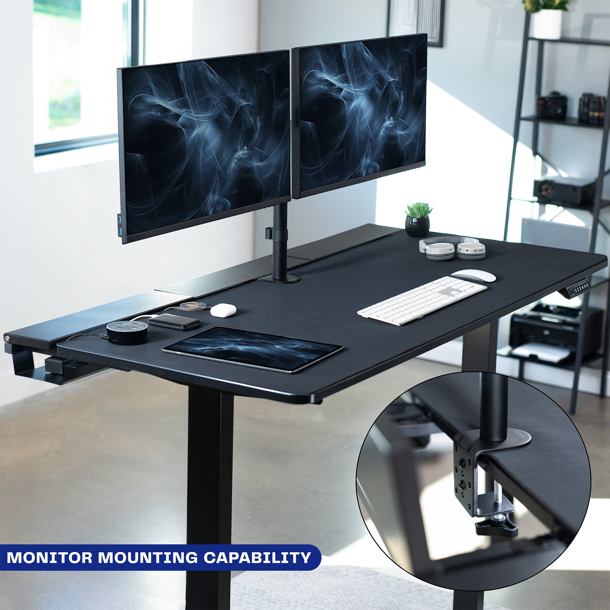 Height Adjustable Desk with Built-In Concealed Cable Trays, Complete Active Standing Workstation