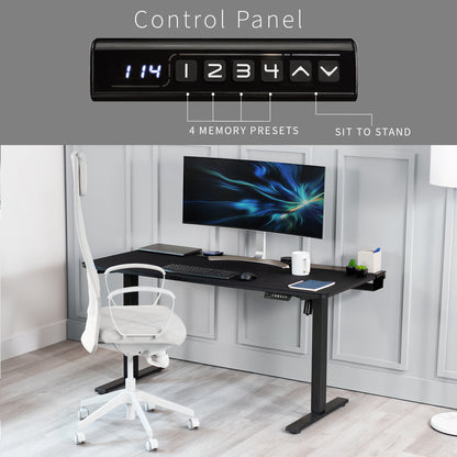 Black Table Top with Built-In Concealed Cable Trays, Complete Active Corner Standing Workstation