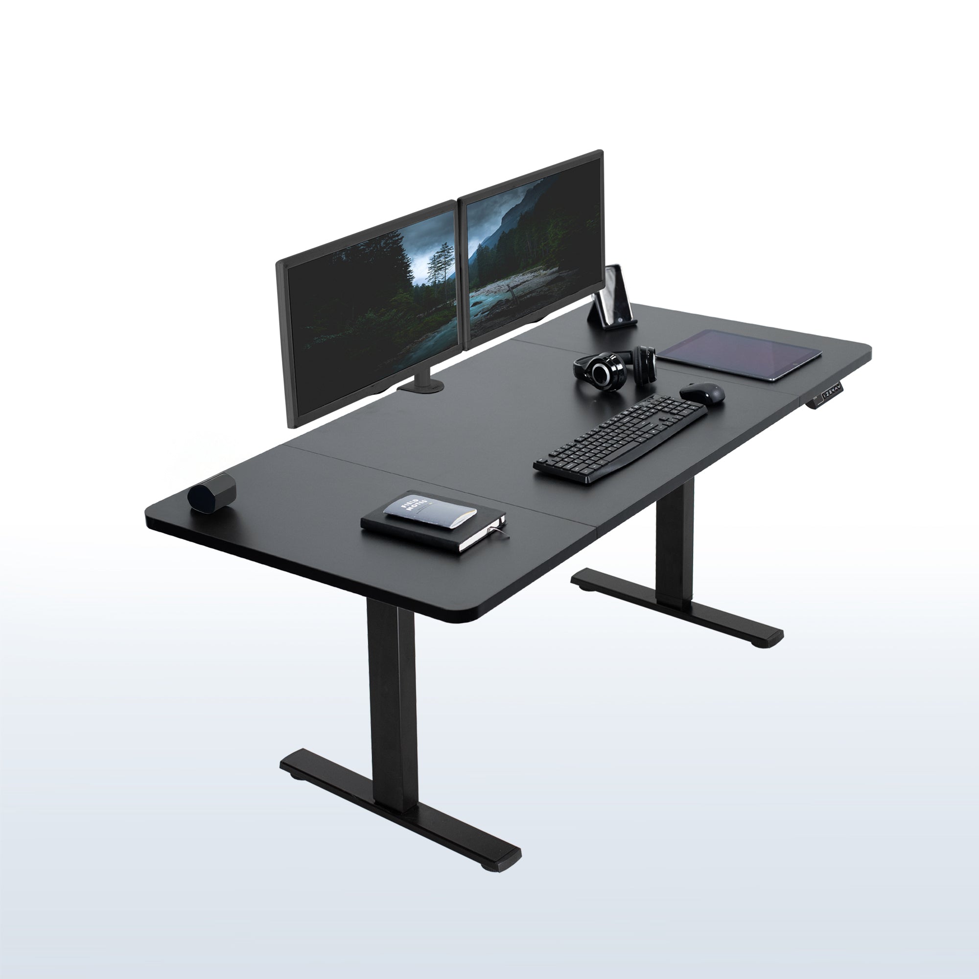 Split Desk 1B Split Top Series - Single Motor Electric Desk with Push Button Memo ...