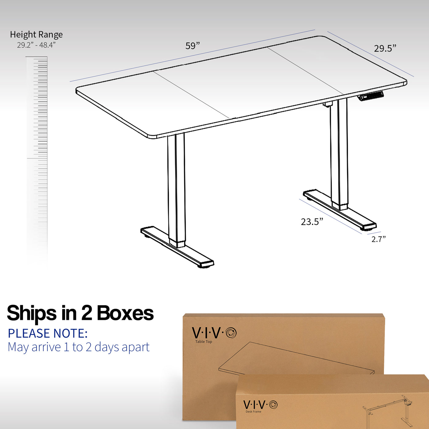 Standing height adjustable electric desk from VIVO. 