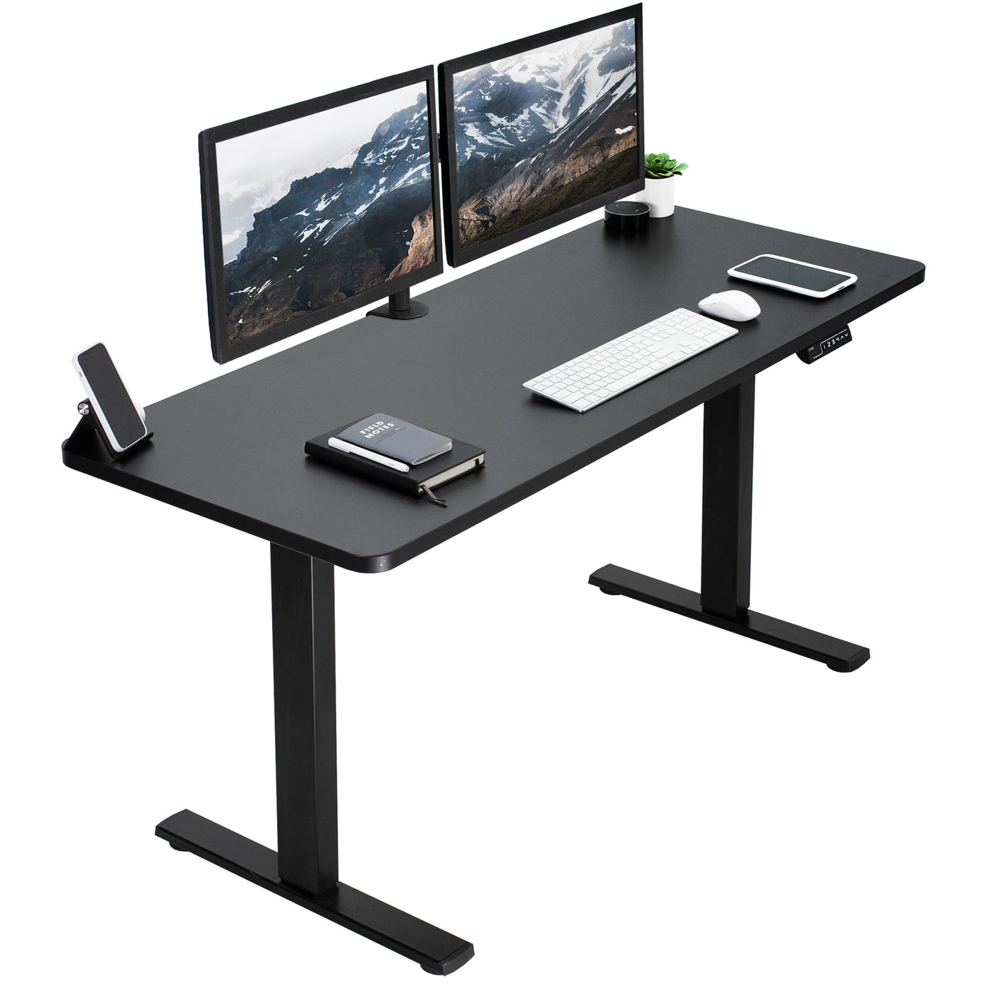 SHW Electric Height Adjustable Computer Desk, 48 x 24 Inches, Black 