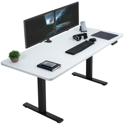 Sturdy ergonomic sit or stand active desk workstation with adjustable height using smart control panel.