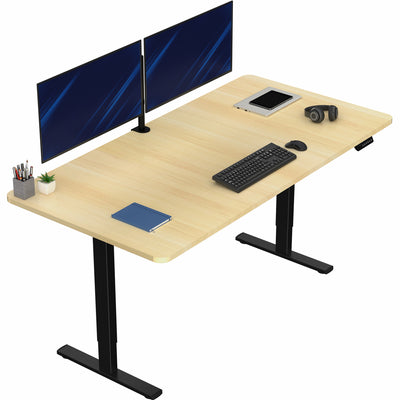 Large sturdy sit or stand modern desk with electric height adjustment options.