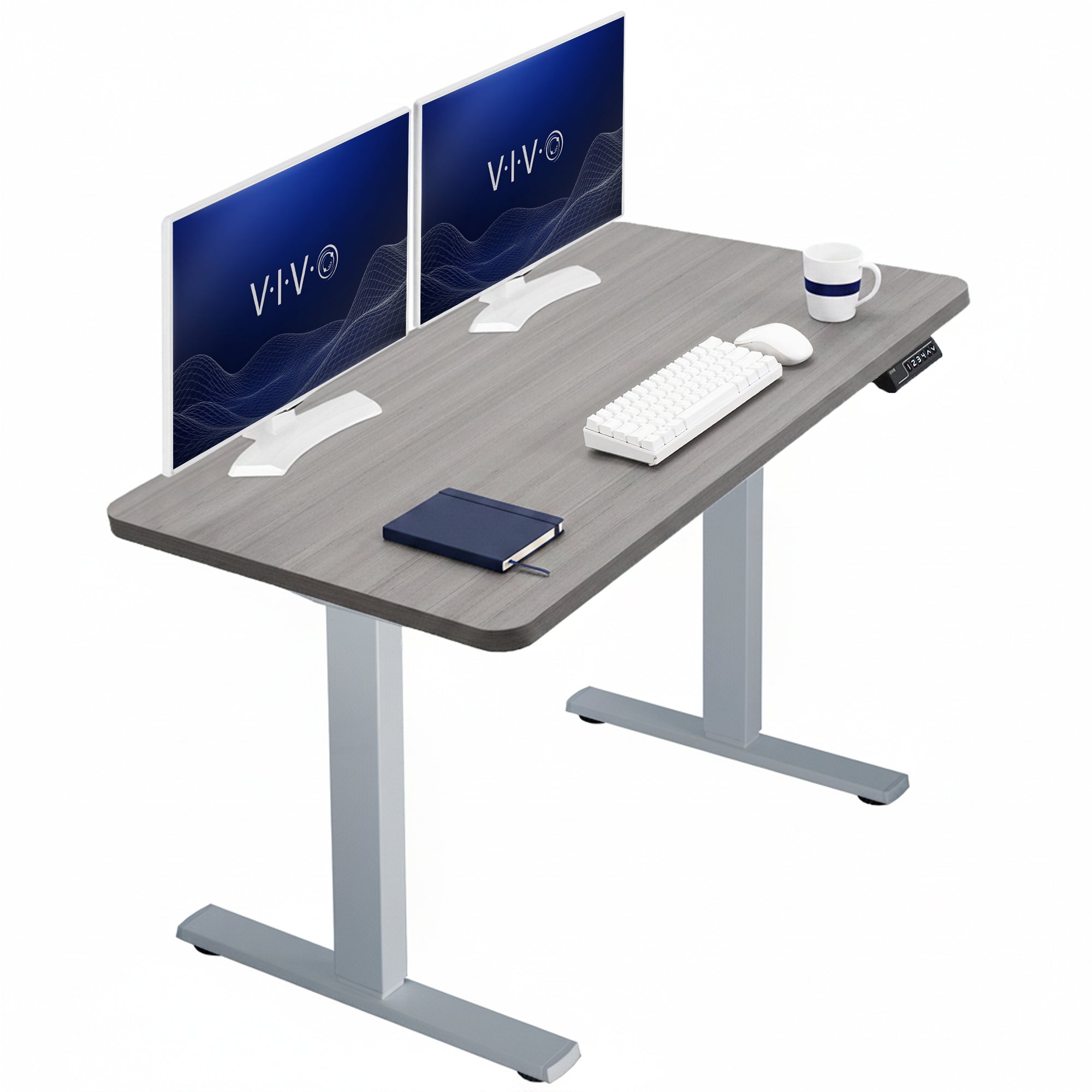 Sturdy ergonomic sit or stand active desk workstation with adjustable height using smart control panel.