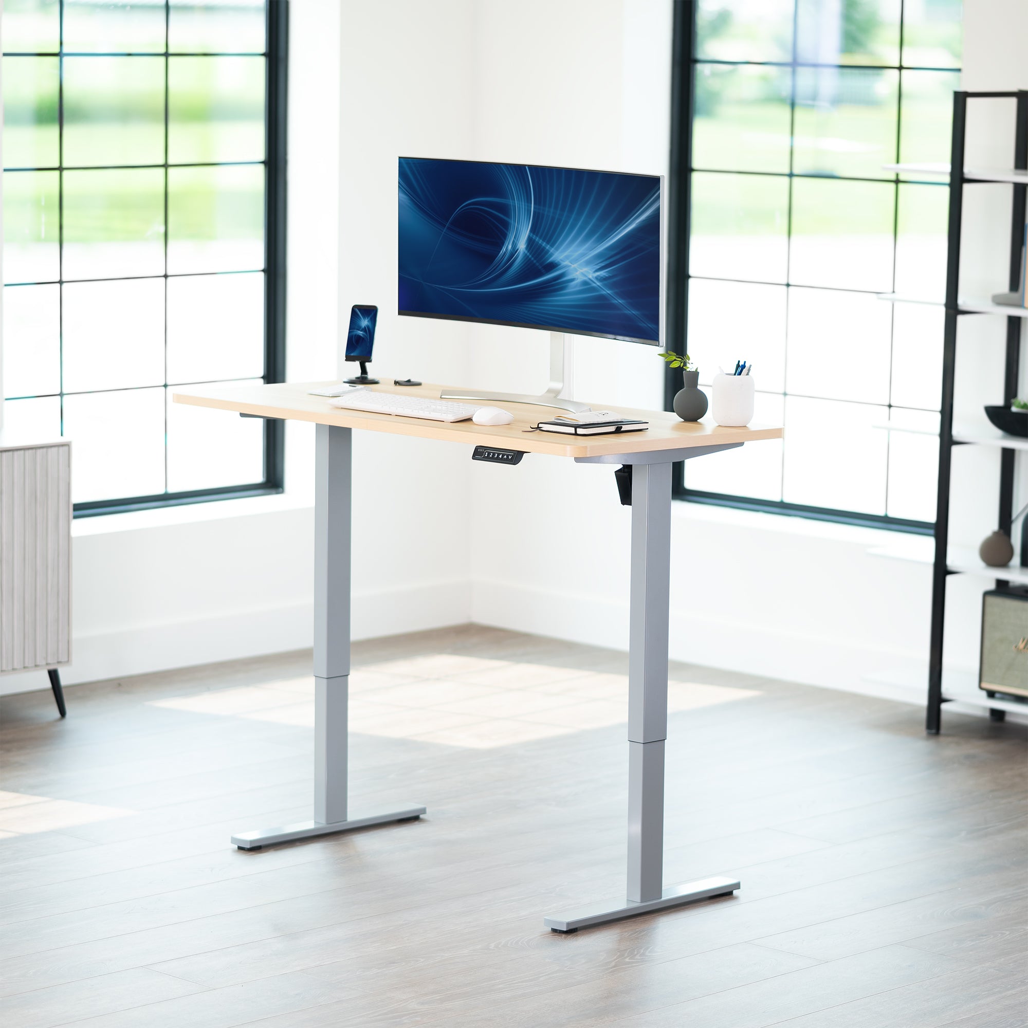 1B Solid Top Series - Single Motor Electric Desk with Push Button Memory Controller